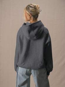 MUSERA Sudadera con capucha de corte holgado y relajado con estampado gráfico "Primavera" para primavera y verano, casual, ideal para vacaciones, vuelta al colegio, primavera y Pascua - Gris Oscuro - Ver 2