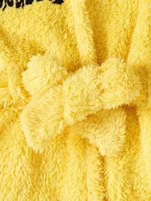 SpongeBob SquarePants | SHEIN 男婴卡通大脸刺绣毛绒腰带睡袍，秋冬家居服 - 黃色 - 查看 4