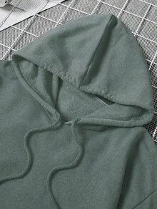 EURMUSE 100 % bomull herrtröja med huva, ficka och dragsko - Mintblå - Visa 5