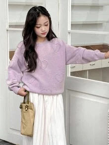 DAZY 青少年女孩日常休闲毛衣，秋季 - 紫色 - 查看 7