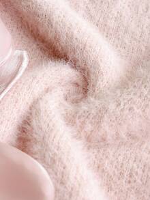 Firerie Maglione lavorato a maglia con maniche lunghe, scollo a V, comodo e morbido, decorato con fiori rosa, adatto per San Valentino, concerti, performance, appuntamenti, cene formali, gala, matrimoni, sexy, elegante, pendolarismo, ritorno a scuola, vacanze, spiaggia, romantico e grazioso, chic da ufficio, stile sirena, feste di compleanno in autunno/inverno - Rosa - Visualizzare 9