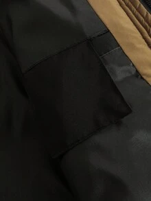 Manfinity EMRG 男士字母和山脉印花立领休闲冬季羽绒服街头风长袖外套，秋季款 - 黑色 - 查看 8