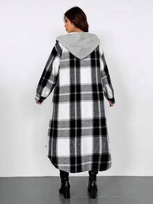 EMERY ROSE 大码女式休闲黑白格子拼布夹克