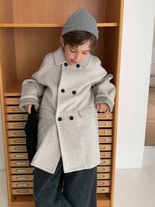 DAZY 男童纯色落肩长袖双排扣休闲外套，秋冬季