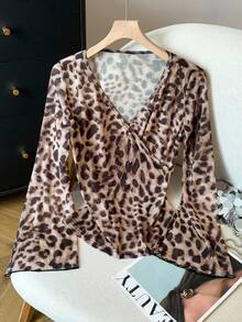 Modelyn Áo cánh tay dài cổ chữ V họa tiết da báo thanh lịch và thời trang dành cho nữ - Nhiều màu - Xem 4