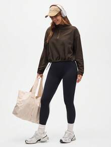 Eassivo Eassivo 女式纯色休闲长袖套头衫 - 棕色 - 查看 1