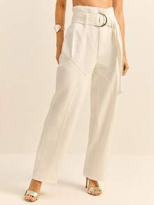 Daynim 女士休闲高腰白色牛仔裤 - 白色 - 查看 5