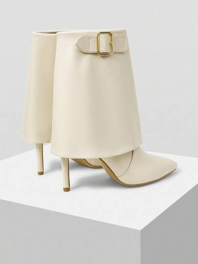 Mnmlis 女士鲨鱼靴高跟时尚踝靴