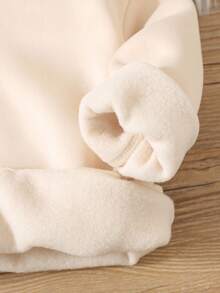 SHEIN 爸爸的小女孩印花女婴 2 件套衣服套装柔软针织连帽衫运动衫和宽松裤子，休闲