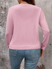 EMERY ROSE Áo khoác cardigan màu trơn đa năng thường ngày cỡ lớn - Hồng - Xem 2