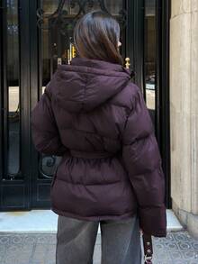 Aloruh معطف نسائي كاجوال طويل الأكمام مزود بسحاب وقبعة، لون بنفسجي غامق، معاطف شتوية، خريف، شتاء للنساء، كاجوال للنساء، معطف أنيق، كاجوال عمل للمرأة ذات المنحنيات، معطف للتنقل اليومي، طراز المال القديم، معطف أحادي اللون - الأرجواني - مشاهدة 3