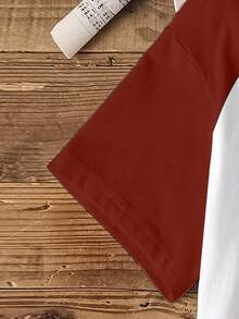 MADBALLS X SHEIN 女式休闲字母与人物图案撞色插肩袖 T 恤，夏季 - 白色 - 查看 6