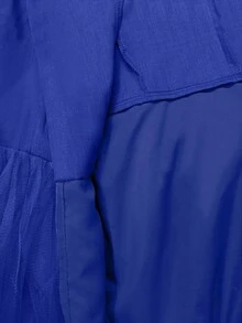 EMERY ROSE Women's Solid Color Waist Belt Decor Short Sleeve Lightweight Jacket - Blue - View 6