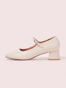 CUCCOO DOLLMOD Bombas de tacón grueso con hebilla de unicolor casual para mujer - apenas rosa - Ver 7