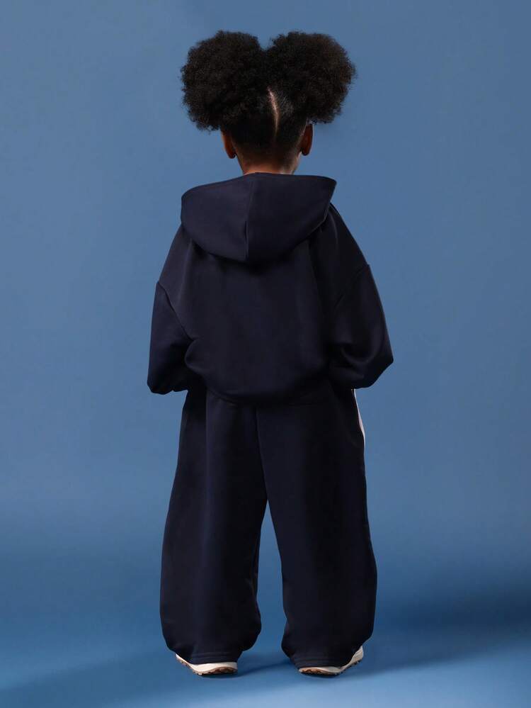 숫자 프린트가 있는 오버사이즈 후드 티셔츠와 조거 세트