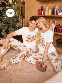 CoupledUp 圣诞姜饼印花短袖男式睡衣套装 - 彩色 - 查看 6