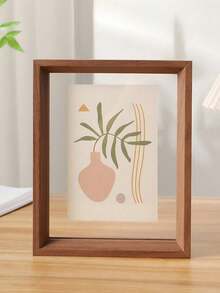 SHEIN 1 Double-Sided Photo Frame, High Transparent Acrylic Glass Wood Plastic Retro Photo Frame, DIY Photo Frame, Can Be Placed In Photos, Specimen Display Frame Calligraphy Frame Photo Frame, Suitable For Living Room, Bedroom Decoration, Holiday Party, Birthday Gift, Home Decoration, Interior Decoration, Creative Desktop Plant Specimen Storage, Valentine's Day Gift (This One Only Has A Photo Frame, No Painting Core, Cardboard, Mind Carefully) - Multicolor - View 18