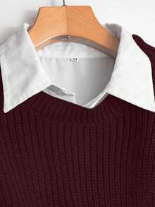 GlowEve 女士时尚不对称超短针织上衣和迷你裙两件套 - 玫瑰紅 - 查看 6