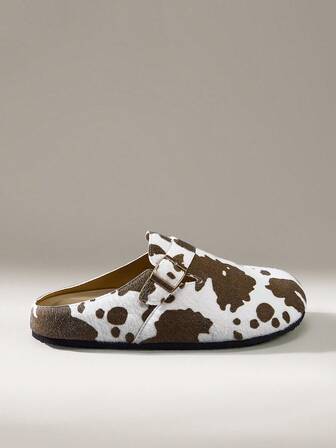 Solecia 男士时尚奶牛印花圆头凉鞋