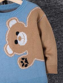 SHEIN Young Boy Cartoon Bear Round Neck Long Sleeve Casual Sweater, Autumn Fall Winter - Multicolor - View 4