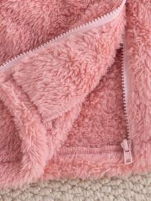 SHEIN 1pc Infant Girl Fashionable, Simple & Cute Pink Furry Vest Jacket, Suitable For Daily School Wear, Spring/Autumn/Winter Fall - Pink - View 7