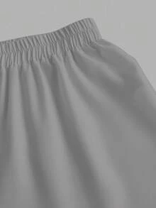 SHEIN EZwear 灰色小马印花休闲裤，适合夏季、度假 - 淺灰色 - 查看 8
