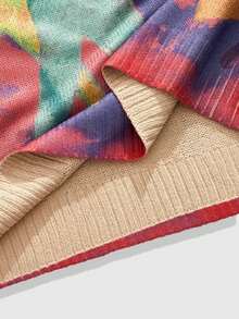 ROMWE MEN Street Life Herren Bunter Pullover mit Menschenfigur Muster, Rundhalsausschnitt, Langarm, Herbst Winter