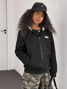 Tween Girl Casual Thermal Lined Hooded Jacket, Autumn/Winter Fall - Multicolor - View 4