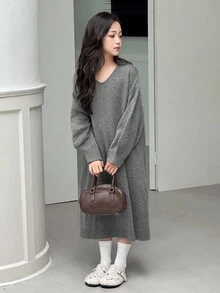 DAZY Vestido suéter de malha para meninas pré-adolescentes outono/inverno