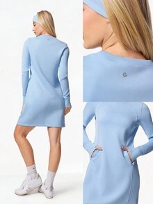 GLOWMODE Modal Midi Dress Side Invisible Pockets Built-In Thumbnail Casual Daily - Baby Blue - View 8