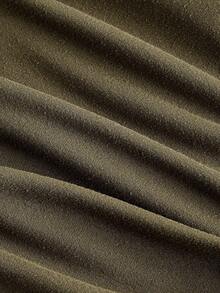 SHEIN MOD Ruched Scoop Neck Fitted Long Sleeve T-Shirt, Military Green, Cowl Neck Top - Army Green - View 3