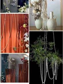 Kit com 2 Cordões de Pérolas Artificiais de Luxo (2m e 10m de Comprimento) | Guirlanda de Pérolas Artificiais, Corrente de Pérolas Redondas para Arco de Casamento, Painel de Fundo, Cortina, Chá de Panela, Festa de Aniversário e Decoração de Festas | Materiais para Artesanato DIY, Corte no Tamanho Ideal sem Desfiar, Reutilizável, Decoração Elegante para Casa | Atacado em Grande Quantidade, Qualidade Premium