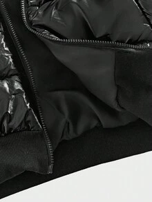 HIMLAND Chaqueta con capucha de unicolor casual para hombres, adecuada para uso diario, chaqueta acolchada negra de invierno para hombres, chaqueta acolchada con capucha para hombres, abrigo de burbuja negro para hombres, chaqueta acolchada brillante para hombres, chaqueta acolchada de invierno para hombres