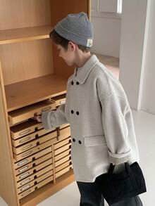 DAZY 男童纯色落肩长袖双排扣休闲外套，秋冬季