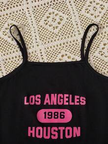 Sparklyn 少女高低短袖t恤和字母圖案背心連身褲