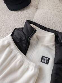 SHEIN 3件套男婴可爱百搭字母印花长袖卫衣+运动裤+保暖外套运动套装，男女宝宝秋冬服装 - 彩色 - 查看 6