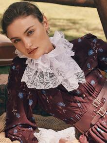 Anewsta Váy buộc eo họa tiết hoa thanh lịch hiện đại dành cho nữ, hàng mới về mùa thu/đông - Màu đỏ tím - Xem 10