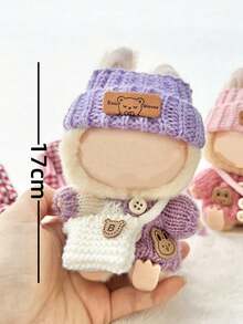 17cm Doll Clothes 3-Piece Set Knit Sweater Outfit With Hat And Bag Cute Warm Fashion Doll Clothing Cosplay Role Play Photoshoot Display Collection Gift Idea For Dollhouse Enthusiasts