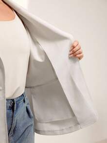 Momelise 大码女式修身优雅单扣西装外套，秋冬 - 卡其色 - 查看 9