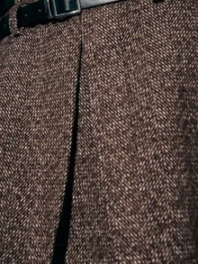 Nöista Chic Brown Tweed A-Line Skirt,Autumn Winter Retro-Modern Style With Wide Double-Layered Black Belt & Metal Buckles,Perfect For Date & Smart Looks - Multicolor - View 6