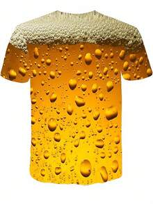 Manfinity Roughcore Men's Beer Print Round Neck Short Sleeve Casual T-Shirt