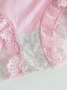 PetitDoll PetitDoll 4 piezas/paquete Bragas de bikini con adorno de encaje para mujer