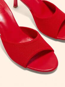 CUCCOO BASICS Women's Square Toe Slim High Heel Elegant Commuter High Heel Sandals For Christmas - Red - View 4