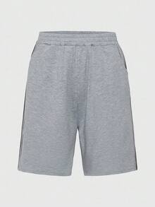 SHEIN Explorewe Tween Boys' Contrast Color Elastic Waist Pockets Wide Leg Loose Shorts - Grey - View 1