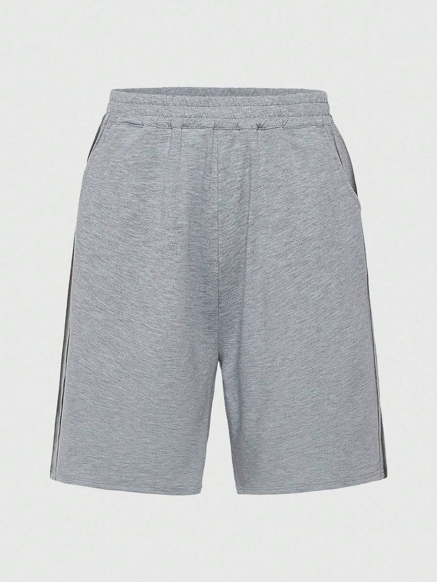 SHEIN Explorewe Tween Boys' Contrast Color Elastic Waist Pockets Wide Leg Loose Shorts - Grey - View 1