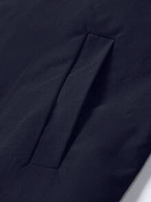 Manfinity Homme 男士纯色拉链休闲长袖外套，秋季款 - 藏蓝色 - 查看 4