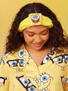 SpongeBob SquarePants | SHEIN 1 个柔软吸水头带，2 个腕带，舒适方便洗脸和沐浴 - 彩色 - 查看 3