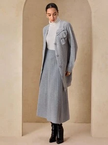 Graceveil 女式优雅花卉图案针织裙 - 灰色 - 查看 5