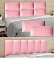 1 Peça Painel de Cabeceira Adesivo 20x40cm, Painel de Parede Estofado, Painel de Cabeceira para Cama de Solteiro, Painel de Parede 3D Autoadesivo para Quarto/Sala de Estar - Multicolorido - Visão 2