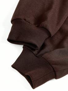 Shutterstock Y2Kool Women's Leopard Spot Print Faux Fur Oblique Shoulder Loose Long Sleeve Hoodie, Sexy Street Style Back To School, Autumn/Winter Y2K Party Coffee Brown Top Chocolate Brown Top Brown Top Women Stylish Collection New Year Off Shoulder Top Dark Brown Top - Brown - View 10